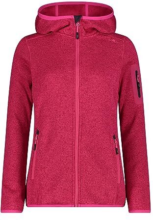 CMP Giacca in Knit-Tech da donna con cappuccio fisso, Fuxia-Antracite, 54