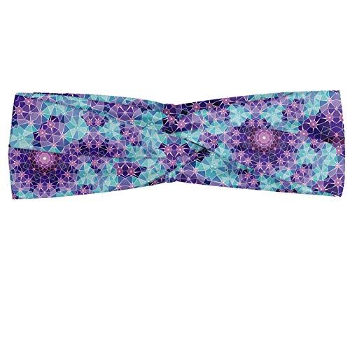 ABAKUHAUS Viola Mandala Fascia per Capelli, Mosaic Fractal, Elastico e Morbido per lo Sport e l'Uso Quotidiano per Donna, Blue Sky Mauve