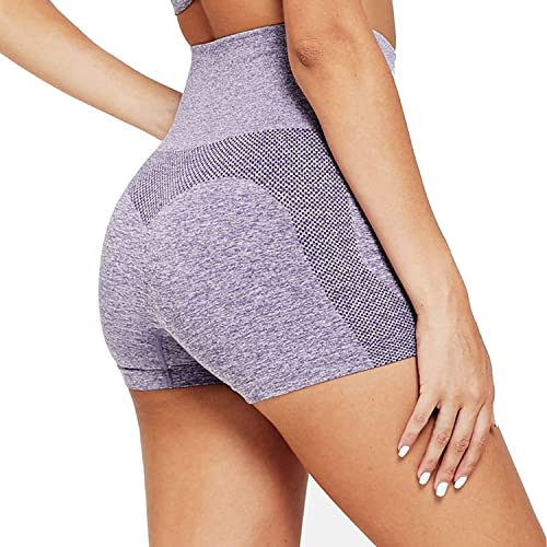 Tuopuda Pantaloncini Sportivi Donna Vita Alta Pantaloni da Yoga Shorts Leggings Corti Elasticizzati Estivi Pantaloncini da Ginnastica Leggins Corti per Palestra Allenamento Booty Scrunch, Z-Viola, L