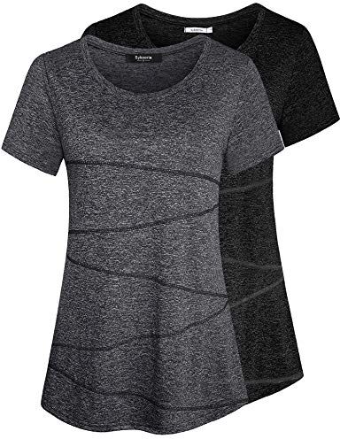 Sykooria T Shirt Maglietta Sportiva da Donna Maglietta Manica Corta Scollo Tondo Estiva Yoga Fitness Tinta Unita Rapida Asciugatura Maglie Tee Top