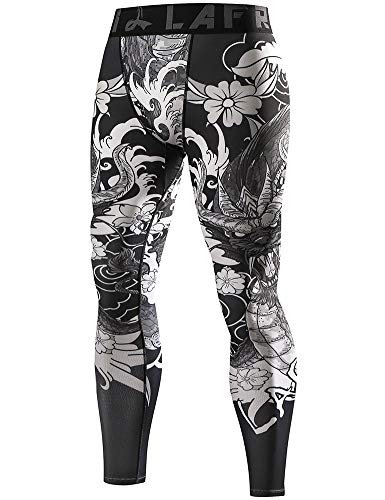 LAFROI , Leggings da uomo YSK08, ad asciugatura rapida, a compressione e aderenti Drago S