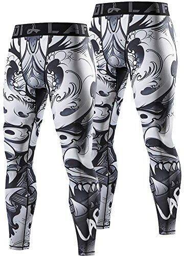 LAFROI , Leggings da uomo YSK08, ad asciugatura rapida, a compressione e aderenti Hannya X2 M