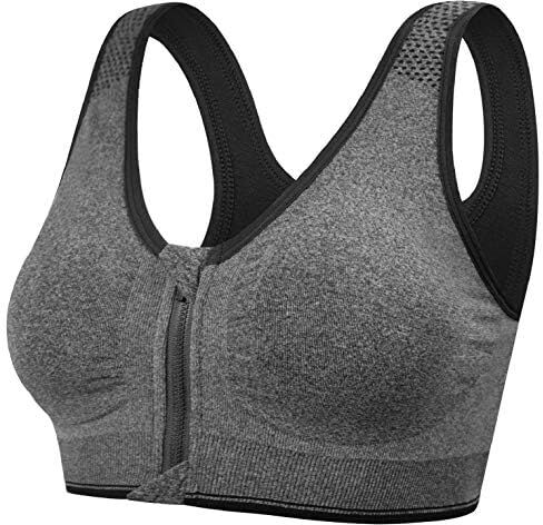 UMIPUBO Reggiseno Sportivo Bra,Top di Sport Push Up Bustier,Intimo Donna Senza Ferretto,Sportivi Bandeau Cerniera Frontale e Pastiglie Rimovibili per Ginnastica Corsa Jogging Yoga