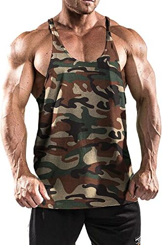 palglg Uomo Muscle T-Shirt da Senza Maniche Athletic Tank Top per Allenamento Fitness Camo M