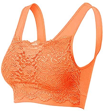 KEERADS Canotta senza pizzo con reggiseno sportivo femminile anteriore superiore coperchio reggiseno senza reggiseno mestruale di grandi dimensioni (B-Orange, XL)