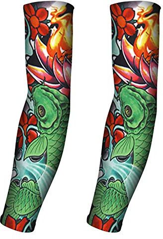 Xinqiao Unisex Tatuaggio Temporaneo Stretch Braccio di Raffreddamento Maniche UV Protezione Sole Copertura Braccio (#BT14 Multi-colore)