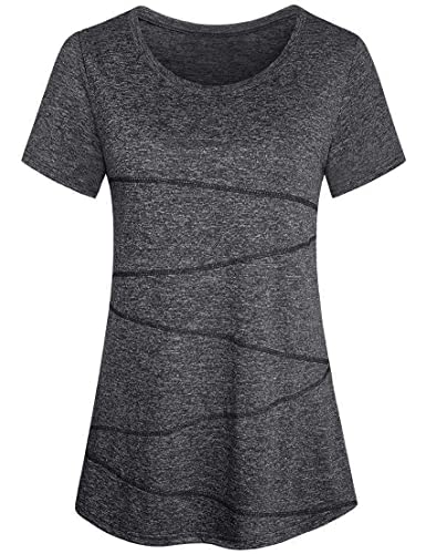 Sykooria T Shirt Maglietta Sportiva da Donna Maglietta Manica Corta Scollo Tondo Estiva Yoga Fitness Tinta Unita Rapida Asciugatura Maglie Tee Top