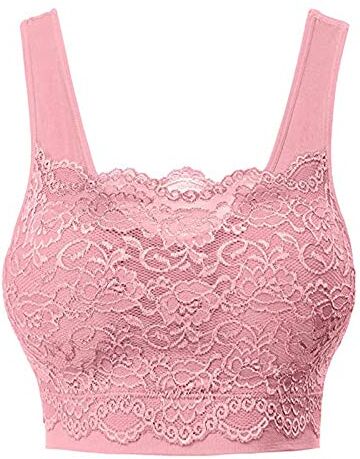 KEERADS Sexy Canotta Per Sport Lace Cover con Fronte Top Lace Reggiseno per le donne Reggiseno senza reggiseno Reggiseno Sport Lot (1-Pink, S)