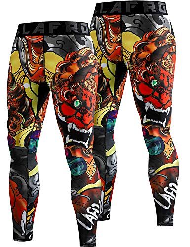 LAFROI , Leggings da uomo YSK08, ad asciugatura rapida, a compressione e aderenti Leone Danza X2 S