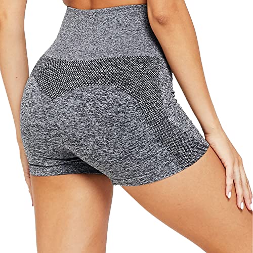 Tuopuda Pantaloncini Sportivi Donna Vita Alta Pantaloni da Yoga Shorts Leggings Corti Elasticizzati Estivi Pantaloncini da Ginnastica Leggins Corti per Palestra Allenamento Booty Scrunch, Z-Grigio, M