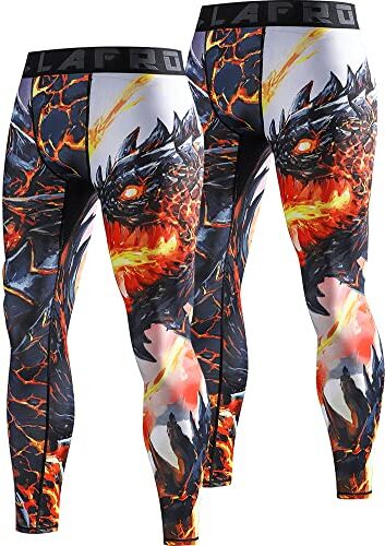 LAFROI ,2-Pack Leggings da Uomo YSK08, ad Asciugatura Rapida, a Compressione e Aderenti Melted Wings x2 S