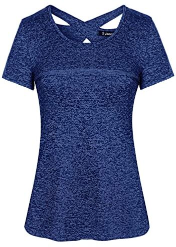 Sykooria T Shirt Maglietta Sportiva da Donna Maglietta Manica Corta Scollo Tondo Estiva Yoga Fitness Tinta Unita Rapida Asciugatura Maglie Tee Top