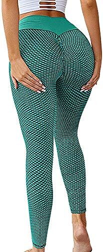 Memoryee Leggins Donna Sportivi Anticellulite Pantaloni Push up Booty Pantacollant Vita Alta Fitness Elastici Taglia Grossa Leggings Yoga/Style2-Green/M