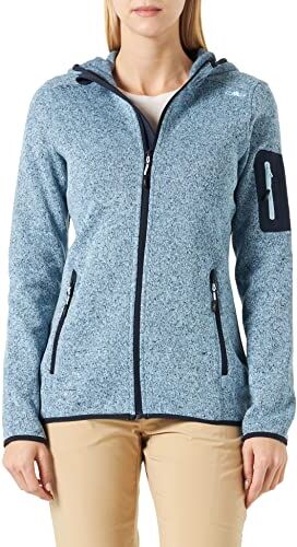 CMP Giacca in Knit-Tech da donna con cappuccio fisso , Cristall Blue-Blue Ink, 50