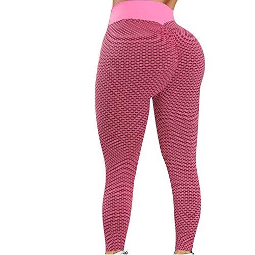 Generic Leggings da palestra da donna a vita alta sexy in pizzo patchwork pantaloni da yoga leggings sportivi leggings da corsa e allenamento (03C-rosa, XXXXL)
