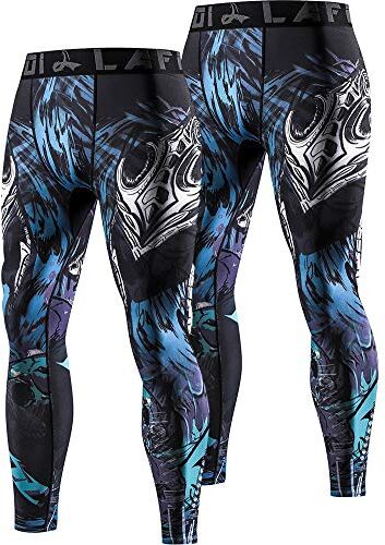 LAFROI , Leggings da uomo YSK08, ad asciugatura rapida, a compressione e aderenti Comandante X2 L