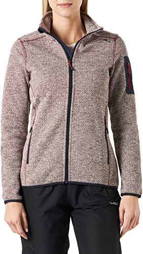 CMP Giacca in Knit-Tech da Donna con Cappuccio Fisso, Red Wine-Bianco, 46