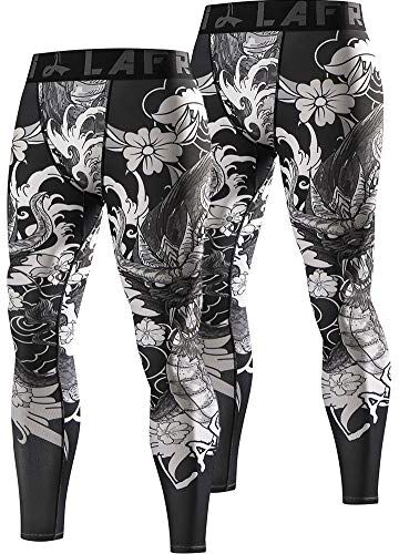 LAFROI , Leggings da uomo YSK08, ad asciugatura rapida, a compressione e aderenti Drago X2 L