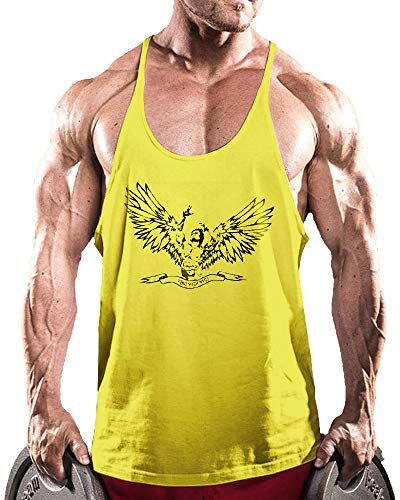 palglg Uomo Muscle T-Shirt da Senza Maniche Athletic Tank Top per Allenamento Fitness ZYZZ01 Giallo M