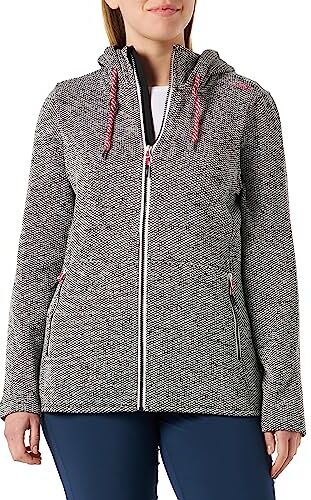 CMP Giacca in Knit-Tech da Donna con Cappuccio Fisso, B.Gesso-Nero, 44