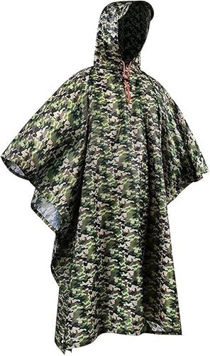 flintronic Poncho Impermeabile, Multi-Funzionale Riutilizzabile Poncho Pioggia con Cappuccio per Trekking Antipioggia Coperta da Picnic Tenda per Uomo e Donna