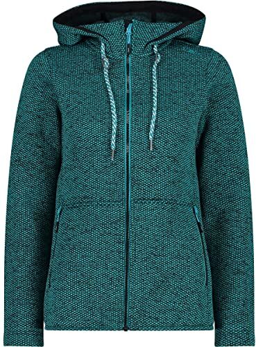 CMP Giacca in Knit-Tech da Donna con Cappuccio Fisso, Lagoon-Nero, 50