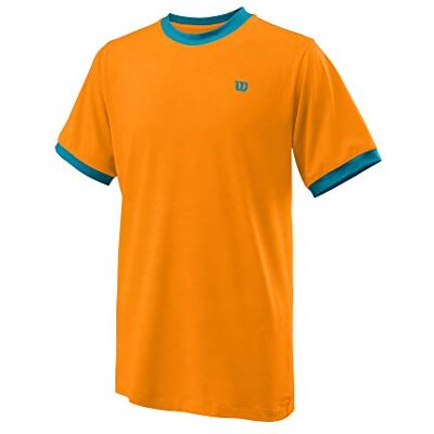 Wilson Competition Crew, Maglietta a Maniche Corte da Bambino, Poliestere/Spandex, Arancione/Blu (Koi Orange/Barrier Reef), Taglia S, Wilson Competition Crew, Maglietta a Maniche Corte da Bambino, Poliestere/Spandex, Arancione/Blu (Koi Orange/Barrier Reef), Taglia S,