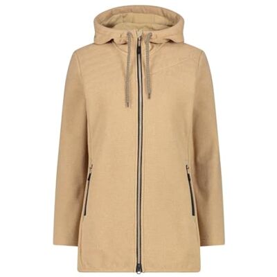 CMP Giacca da donna in pile Knit Tech con cappuccio fisso, Sesamo, 48 CMP Giacca da donna in pile Knit Tech con cappuccio fisso, Sesamo, 48