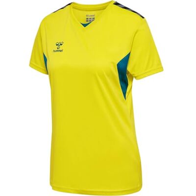 Hummel HmlAuthentic Pl Jersey S/S Donna - Zolfo Primavera/Corallo Blu - Maglietta Hummel HmlAuthentic Pl Jersey S/S Donna - Zolfo Primavera/Corallo Blu - Maglietta