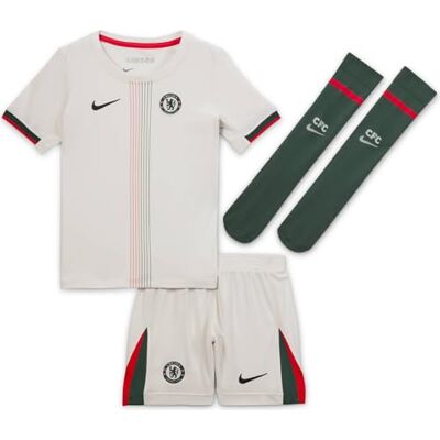 Nike Fc Chelsea 2025/26 Stadium Away, 3 pezzi Replica Maglia da calcio per bambini più piccoli, Phantom/Speed Red/Galactic Jade, , M Nike Fc Chelsea 2025/26 Stadium Away, 3 pezzi Replica Maglia da calcio per bambini più piccoli, Phantom/Speed Red/Galactic Jade, , M
