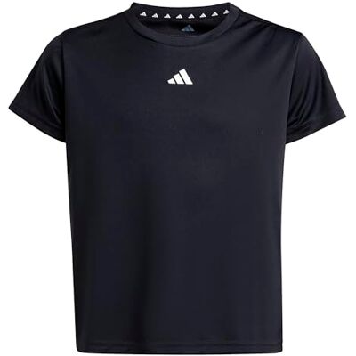 Adidas Bambina Train Essentials Regular Fit Logo Training T-Shirt Junior Girls, Black/White, 14-15 Years Adidas Bambina Train Essentials Regular Fit Logo Training T-Shirt Junior Girls, Black/White, 14-15 Years