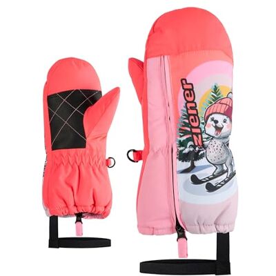 Ziener Leon-Z Muffole da sci/sport invernali, antivento, impermeabile, con cerniera lunga, rosa fluo, 4 Ziener Leon-Z Muffole da sci/sport invernali, antivento, impermeabile, con cerniera lunga, rosa fluo, 4