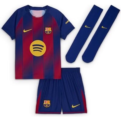 Nike Fc Barcelona 2025/26 Stadium Home Maglia da calcio da 3 pezzi Replica per bambini più piccoli, Deep Royal Blue/Noble Red/Midwest Gold, , XS Nike Fc Barcelona 2025/26 Stadium Home Maglia da calcio da 3 pezzi Replica per bambini più piccoli, Deep Royal Blue/Noble Red/Midwest Gold, , XS