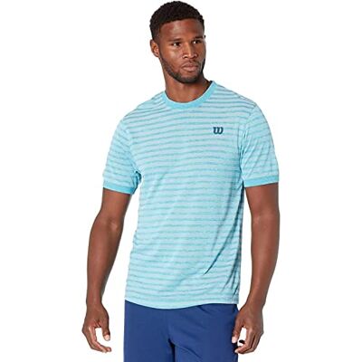 Wilson Stripe Crew, Maglietta a Maniche Corte da Uomo, Poliestere, Blu (Barr Reef)/Bianco, Taglia XL, XL Wilson Stripe Crew, Maglietta a Maniche Corte da Uomo, Poliestere, Blu (Barr Reef)/Bianco, Taglia XL, XL