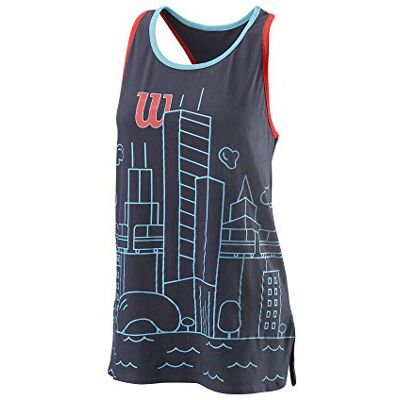 Wilson CHI Cotton Tank, Canotta da Donna, Cotone, Grigio-Azzurro (Outer Space), Taglia XL, Wilson CHI Cotton Tank, Canotta da Donna, Cotone, Grigio-Azzurro (Outer Space), Taglia XL,