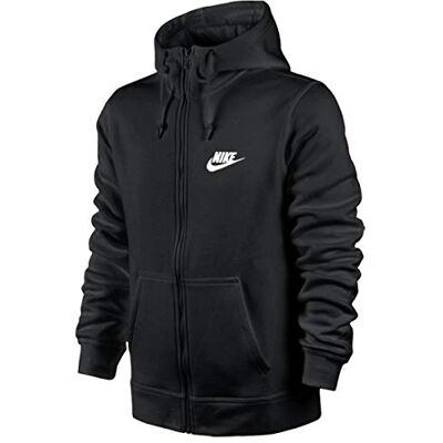 Nike Sportswear Club Fleece Felpa con Cappuccio, Uomo, Black/Black/(White), 10 Nike Sportswear Club Fleece Felpa con Cappuccio, Uomo, Black/Black/(White), 10
