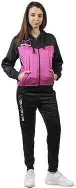 GIVOVA TUTA VISA MELANGE CON CAPPUCCIO POLARFLEECE ROSA FLUO/NERO Tg. 4XS