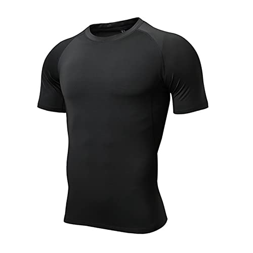 Atractivoll Maglietta Uomo, Maglia a Manica Corta Asciugatura Rapida Fitness T-Shirt da Sport per Corsa Palestra Fitness (S, Nero)