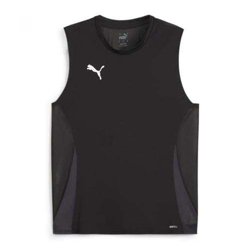 Puma teamGOAL Sleeveless Jersey, Maglia da Calcio Men's, Nero Bianco-Piatto Grigio Scuro, S