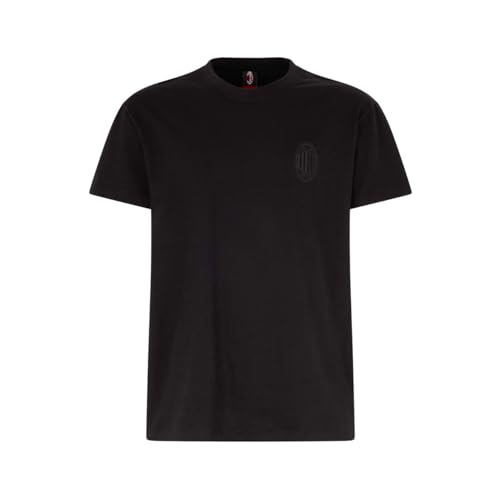 AC Milan , Official Product, Monochrome, Blackout, T-Shirt Unisex, Nero (Logo Nero), S