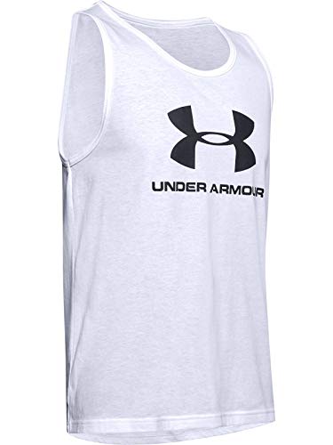 Under Armour Sportstyle Logo Tank T-Shirt, White (101)/Black, M Uomo