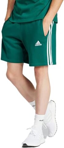 Adidas Essentials French Terry 3-Stripes Shorts Pantaloncini Casual, Collegiate Green/White, XXL Men's