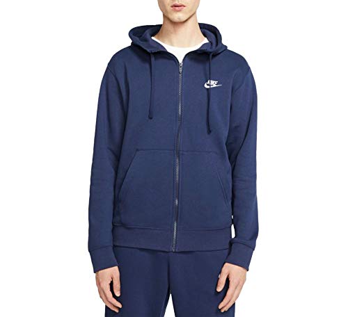 Nike Club FZ BB Felpa con Cappuccio a Zip Intera Midnight Navy/Midnight Navy/Wh M