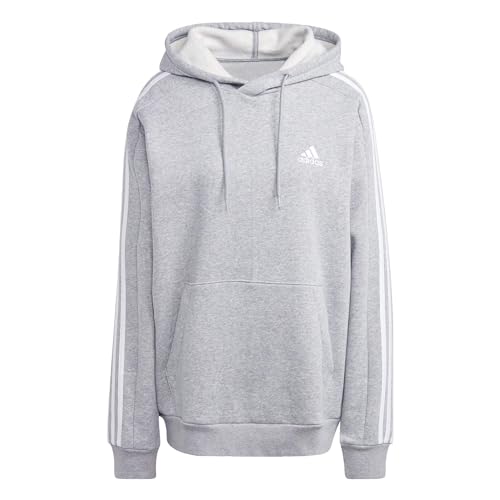Adidas Essentials Fleece 3-stripes Hoodie Felpa con cappuccio, Medium Grey Heather, XXS Uomo