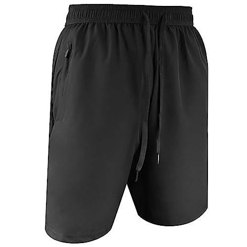 Aomig Pantaloncini Uomo, Pantaloni Corti Pantaloncini Sportivi con Tasche Zip, Pantaloncino Tuta Training Shorts di Coulisse, Asciugatura Rapida Traspirante, Pantaloncini Padel per Jogging Fitness(XL)