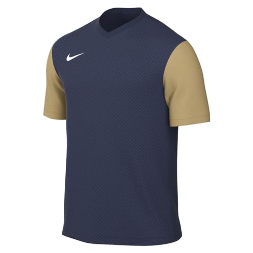 Nike M NK DF Tiempo Prem II JSY SS T-Shirt, Midnight Navy/Jersey Gold/White, S Uomo