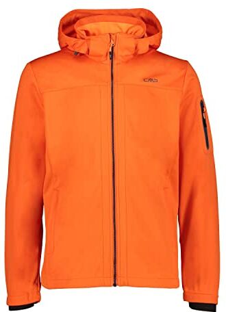 CMP Giacca in light softshell da uomo con cappuccio removibile, Arancio, 52