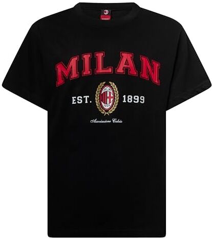 AC Milan , T-Shirt College Collection, Prodotto Ufficiale, Adulto, Nero, XS