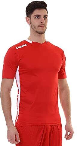 Legea Maglia Monaco, T-Shirt Unisex, Rosso/Bianco, XXL