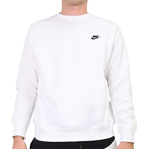 Nike M NSW Club CRW BB T-Shirt A Manica Lunga, Uomo, White/(Black), 2XL